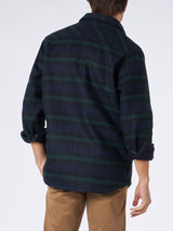 Man wooly tartan overshirt with pockets and patches