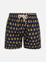 Boy lightweight fabric swim-shorts Jean Lighting with ducky print