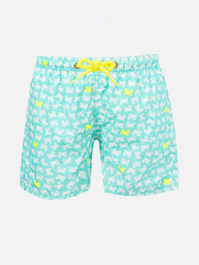 Boy lightweight fabric swimshorts with crabs print