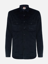 Man navy blue corduroy overshirt Chalet with St. Barth embroidery