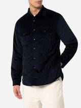 Marineblaues Cord-Overshirt Chalet für Herren mit St. Barth-Stickerei