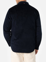 Man navy blue corduroy overshirt Chalet with St. Barth embroidery