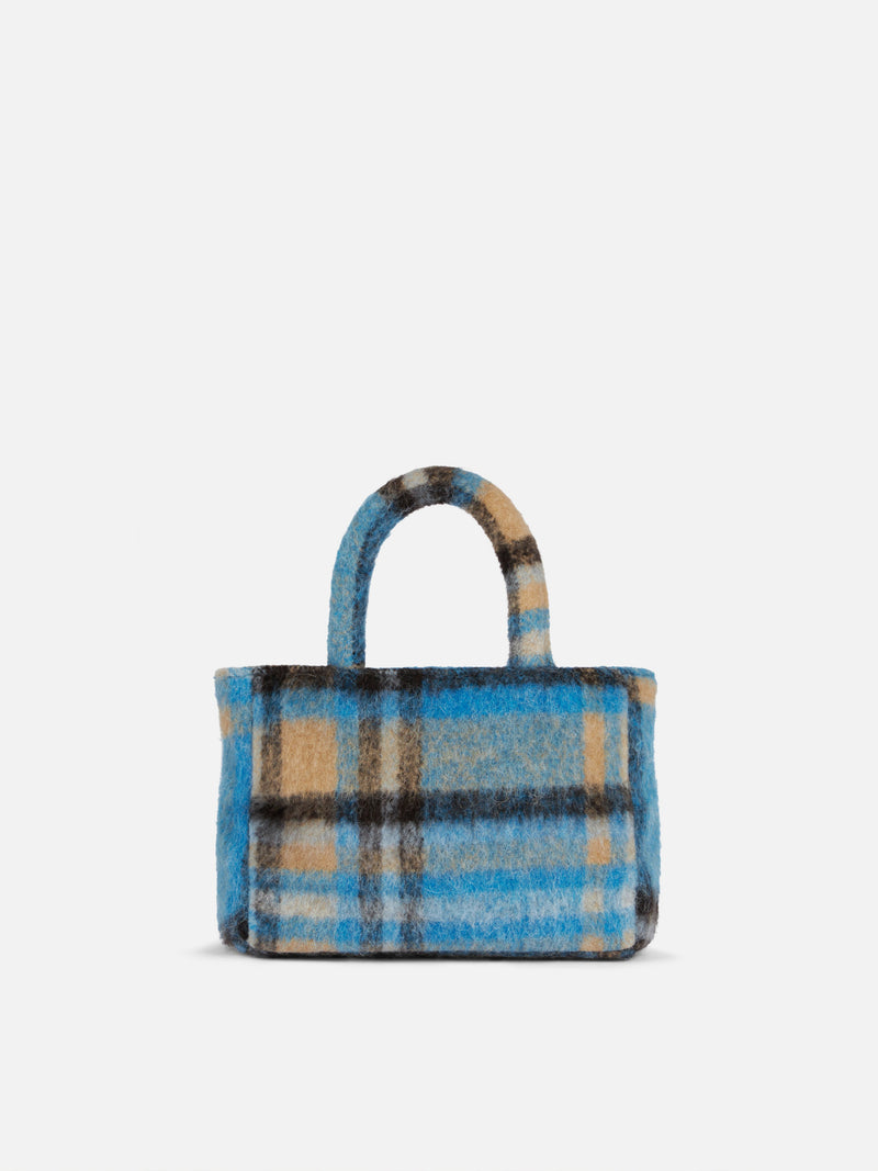 Soft wooly Clarine handbag with tartan pattern