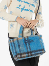 Soft wooly Clarine handbag with tartan pattern