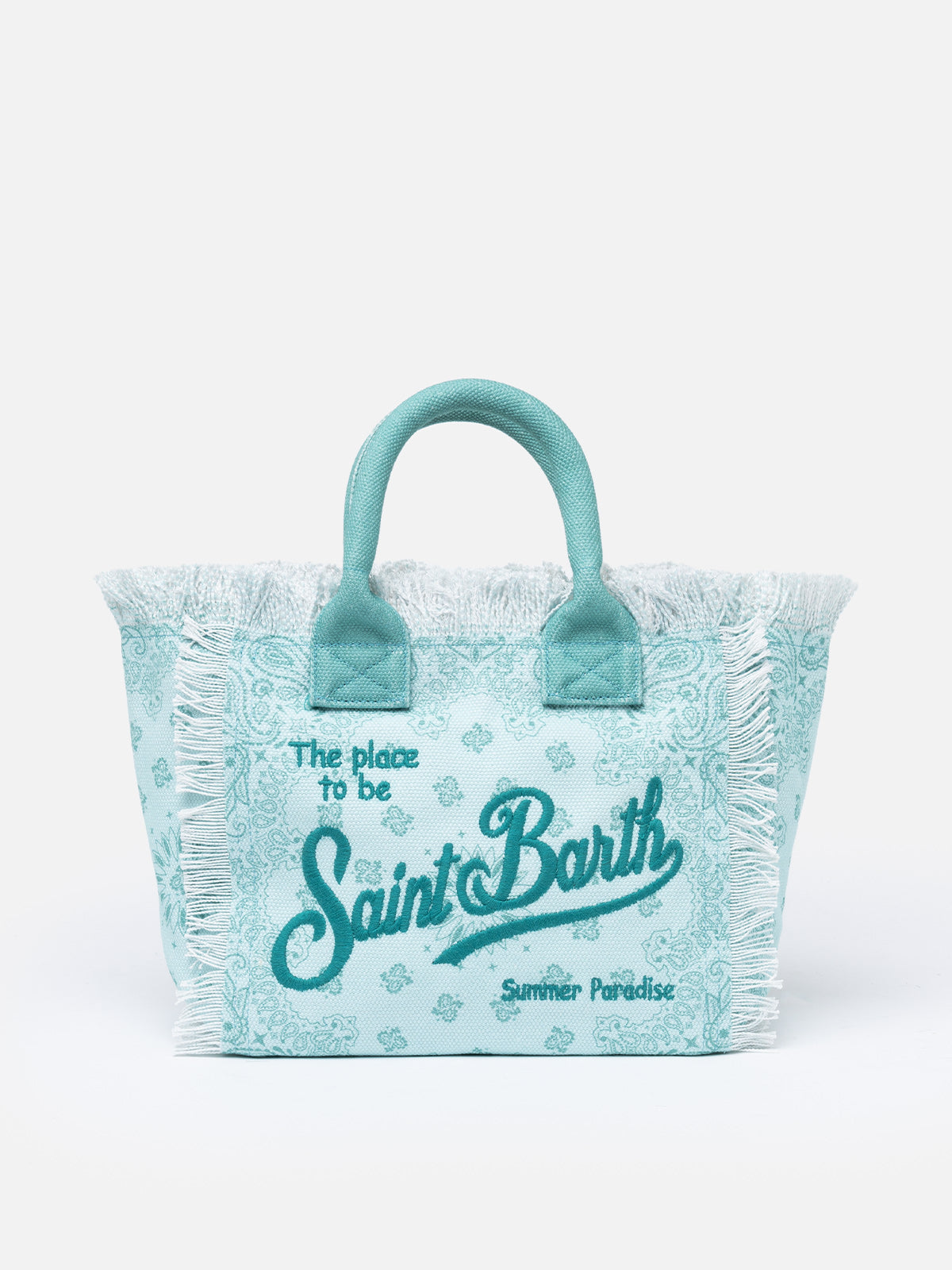 Borsa a mano Colette bandana in tela di cotone verde acqua