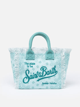 Borsa a mano Colette bandana in tela di cotone verde acqua