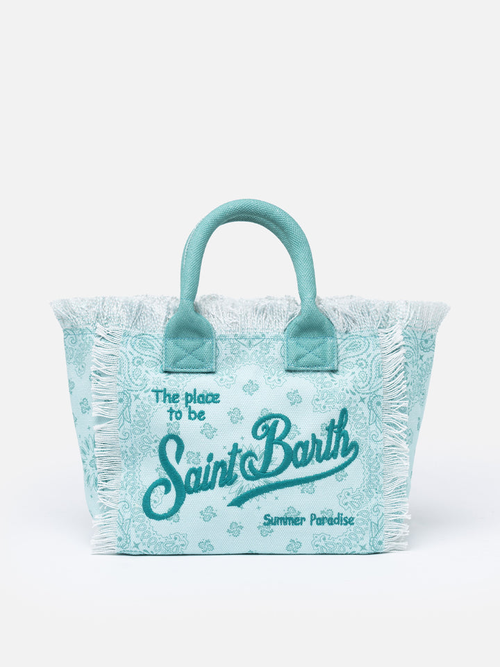 Borsa a mano Colette bandana in tela di cotone verde acqua