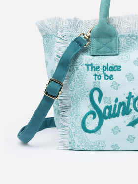Borsa a mano Colette bandana in tela di cotone verde acqua