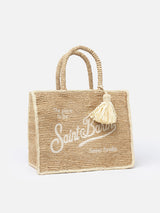 Natural beige Colette Raffia handbag with embroidery