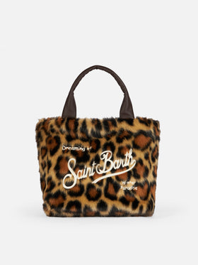 Furry soft Colette handbag with animalier jacquard print