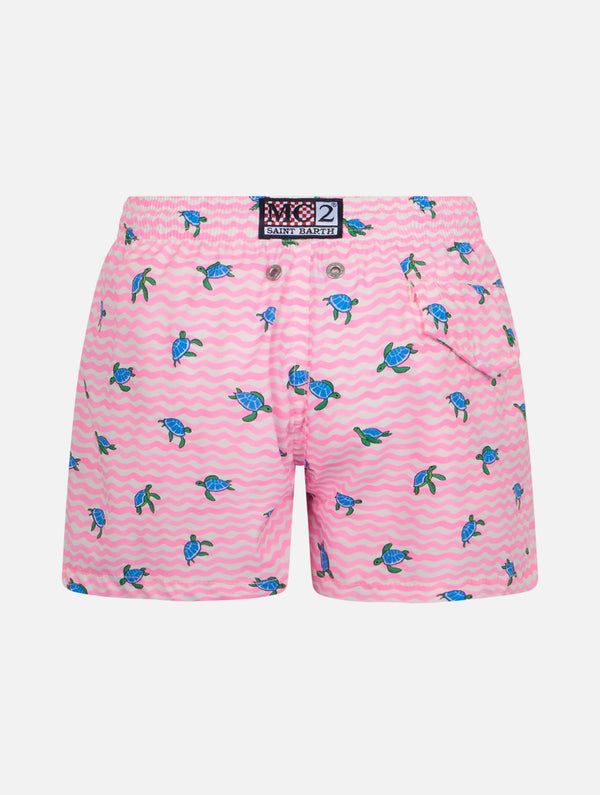 Boy Comfort Light swim shorts with sea turtles print