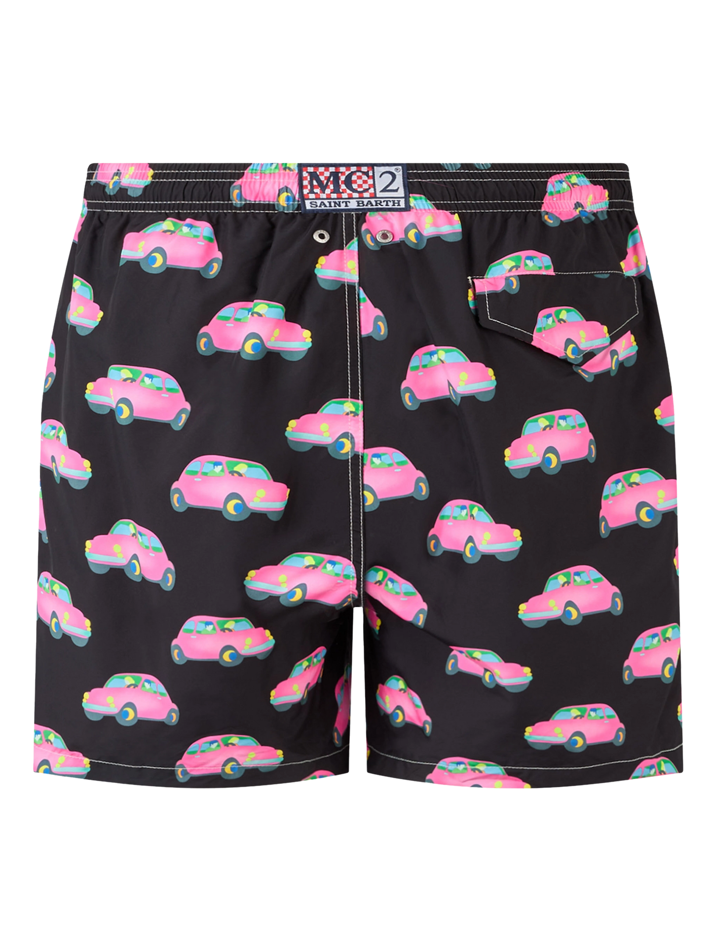 Herren-Badeshorts aus leichtem Stoff mit Autos-Aufdruck | MARCO LODOLA SONDERAUSGABE