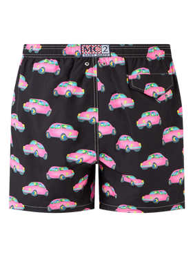 Herren-Badeshorts aus leichtem Stoff mit Autos-Aufdruck | MARCO LODOLA SONDERAUSGABE