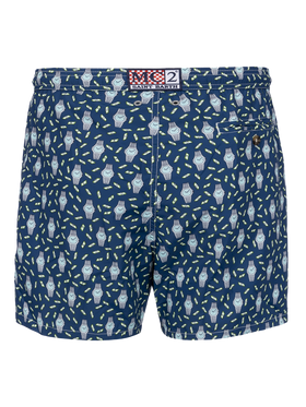 Man lightweight fabric swim-shorts Lighting Micro Fantasy with watches print