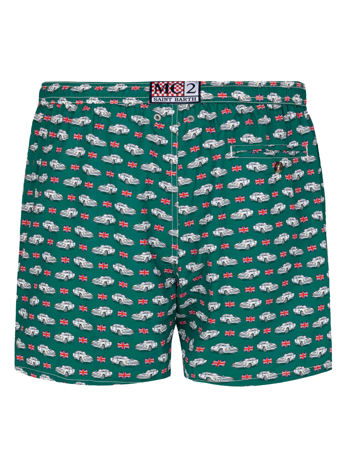 Lightweight fabric swim shorts Lighting with car print