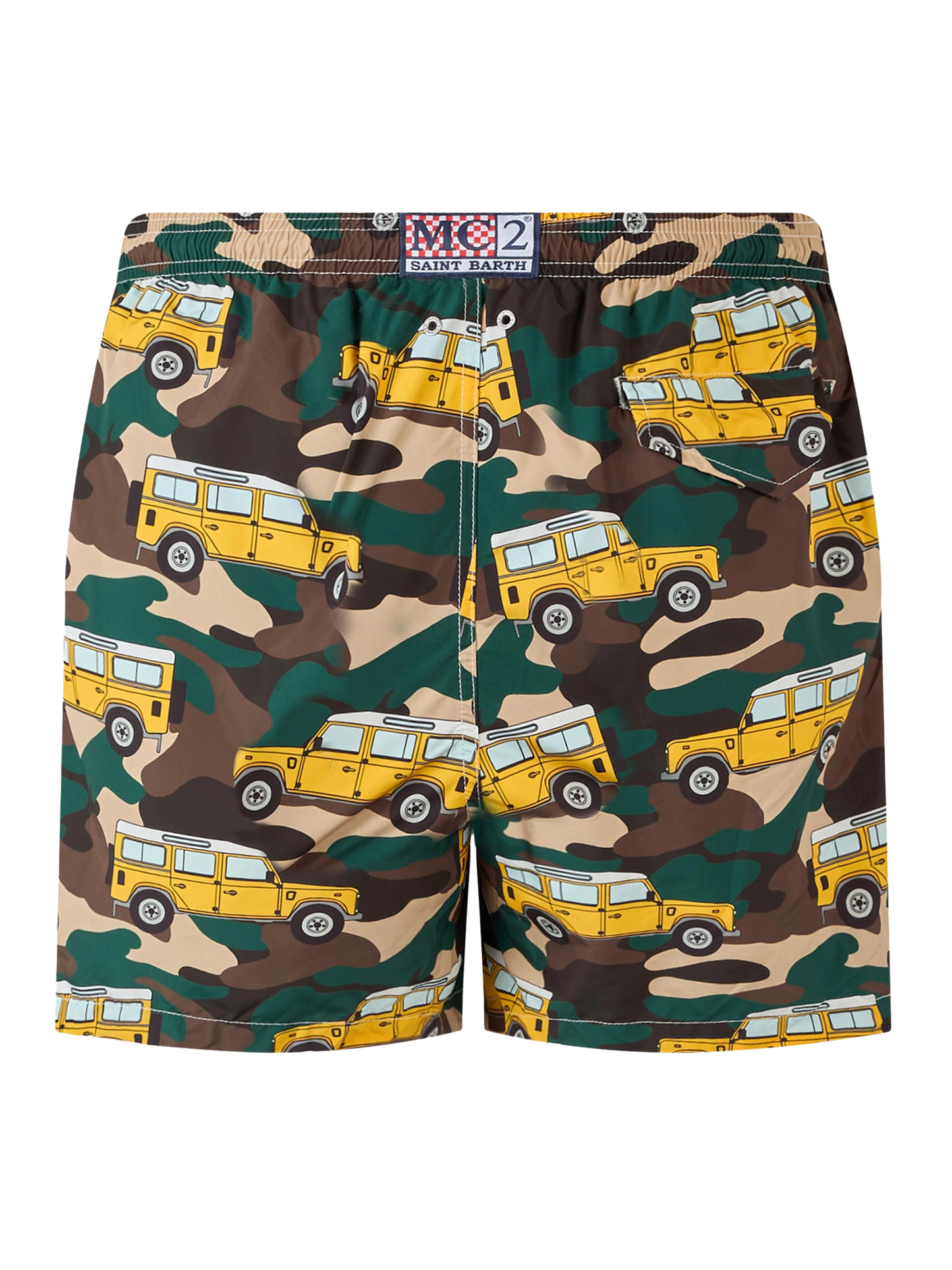 Man lightweight fabric swim-shorts Lighting with off-road car print