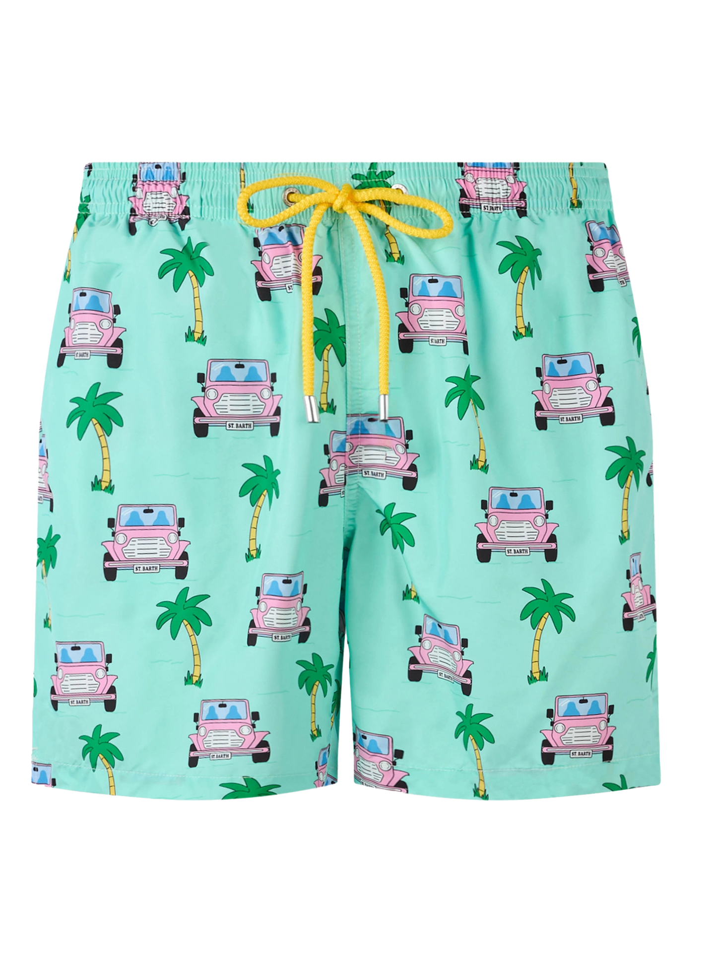 Man lightweight fabric swim-shorts Lighting with off-road car print