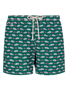 Lightweight fabric swim shorts Lighting with car print
