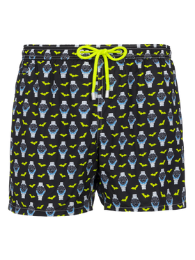 Man lightweight fabric swim-shorts Lighting Micro Fantasy with watches print