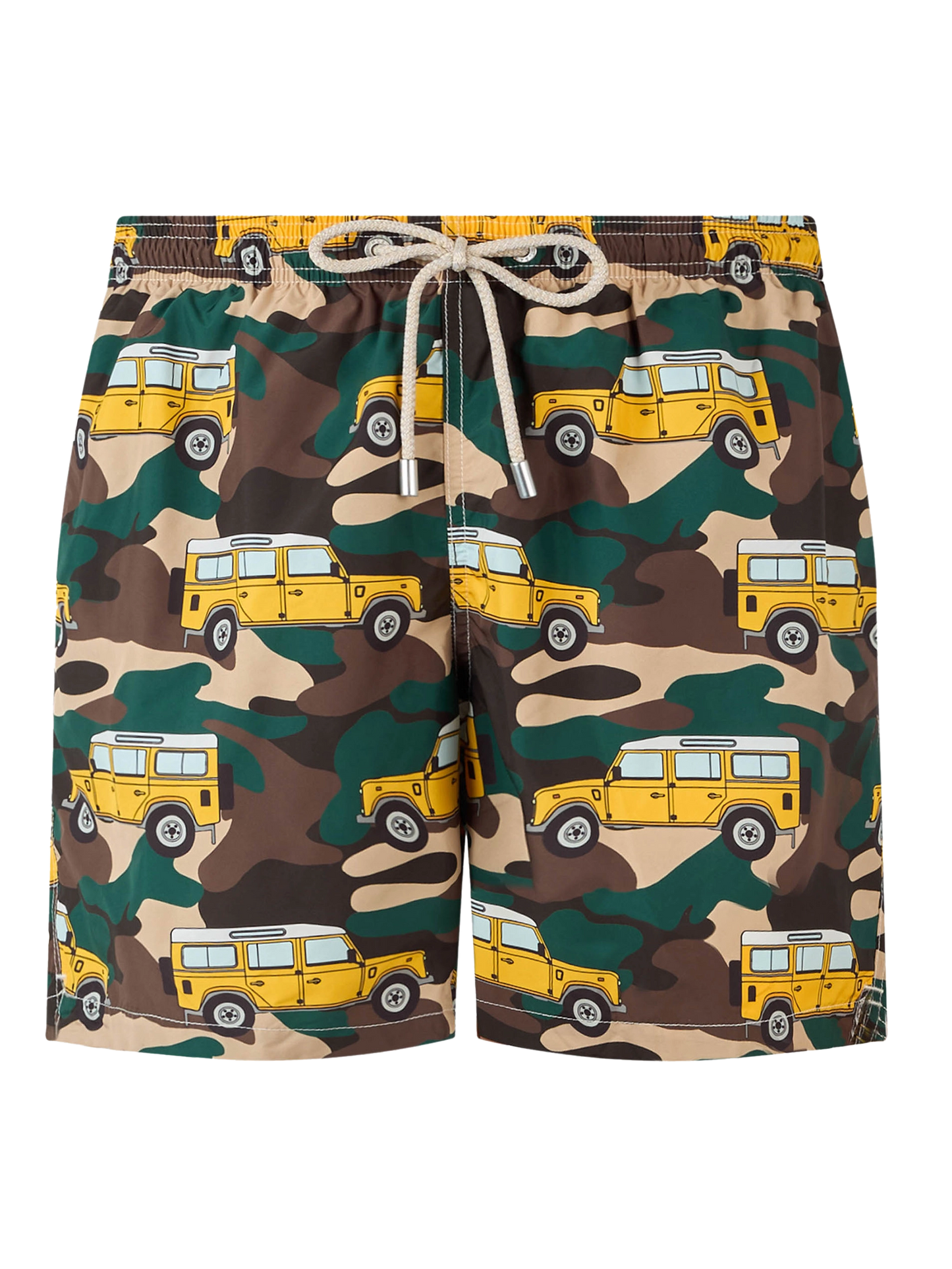 Man lightweight fabric swim-shorts Lighting with off-road car print