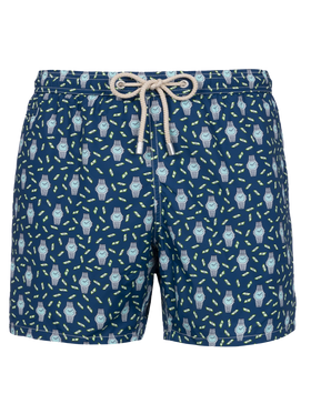 Man lightweight fabric swim-shorts Lighting Micro Fantasy with watches print