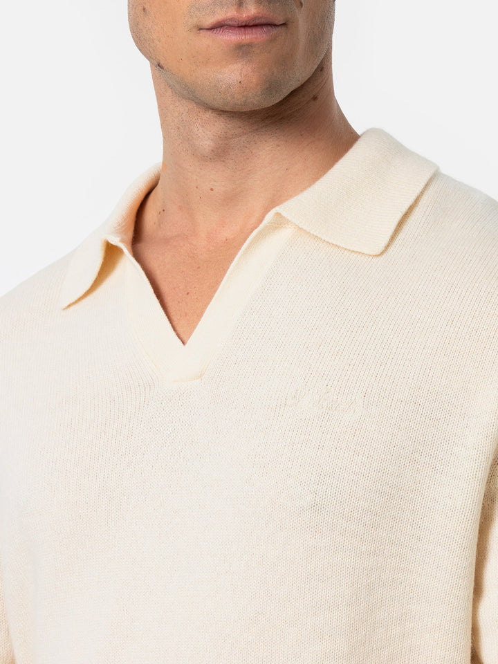 Weißer Pullover aus Kaschmirmischung mit Polokragen von Covent für Herren