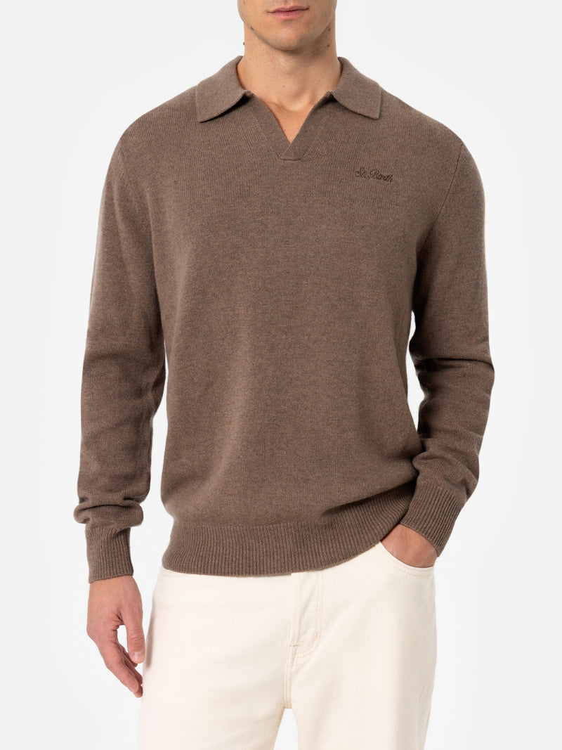 Man nut blended cashmere polo collar sweater Covent