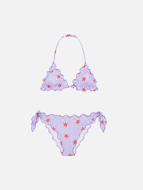Bikini de triángulo clásico para niña Cris con estampado de estrellas de mar 