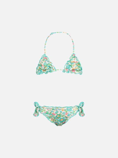 Girl classic triangle bikini Cris with Betsy print | MADE WITH LIBERTY FABRIC - MC2 Saint Barth