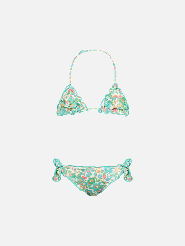 Bikini classico da bambina a triangolo Cris con stampa Betsy | REALIZZATO CON TESSUTO LIBERTY