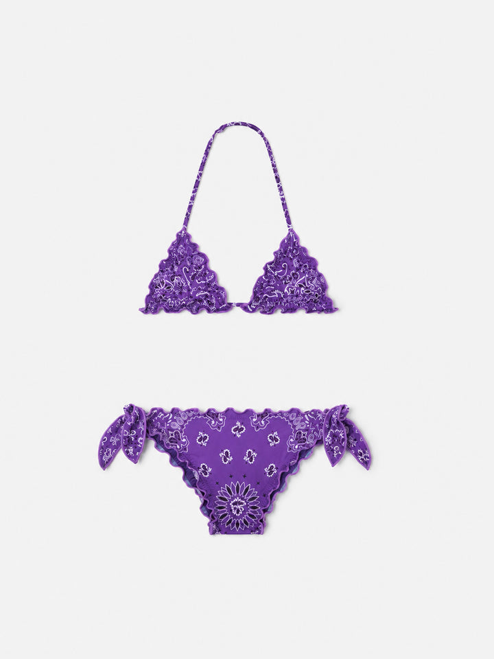 Girl triangle bikini with bandanna print