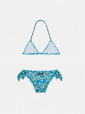 Bikini triangular para niña con estampado de setas | Confeccionado con tejido Liberty 
