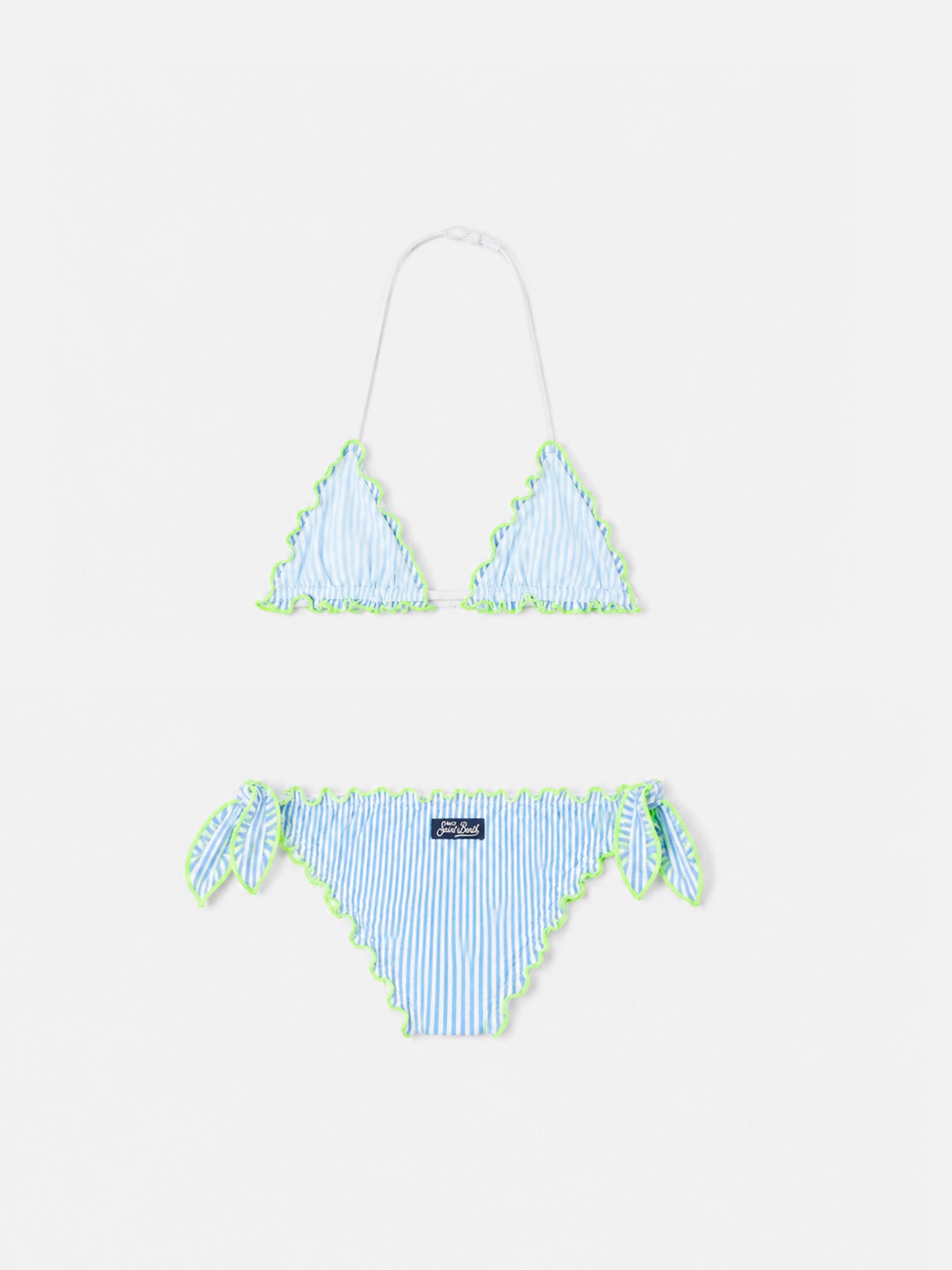 Bikini triangle fille en seersucker à rayures 