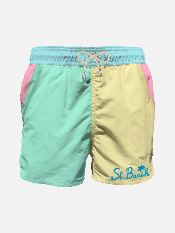 Mehrfarbige Herren-Badeshorts mit Tasche