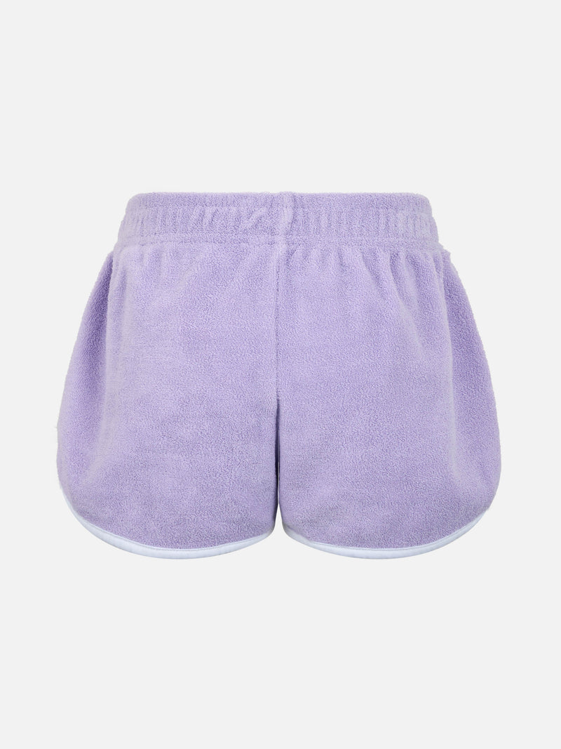 Lila Frottee-Pull-Up-Shorts Curly für Mädchen