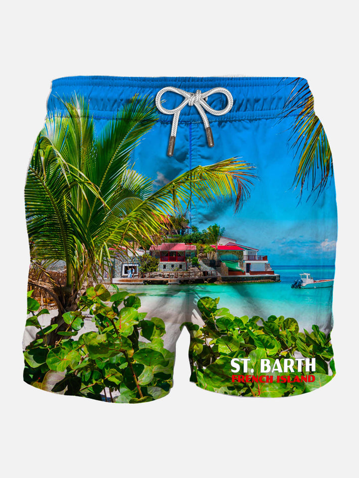 Man swim shorts with Caribbean island print