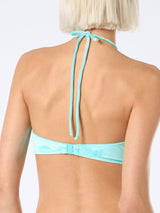 Wassergrüner Damen-Bandeau-Bikini aus Chenille