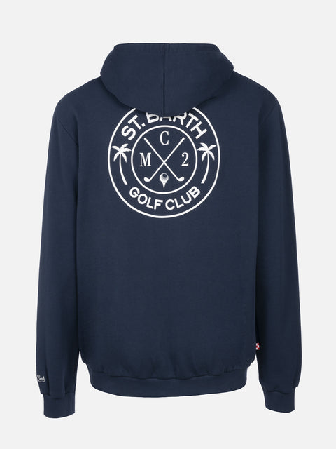 Man zipped cotton fleece hoodie Danny with front and back print - MC2 Saint Barth