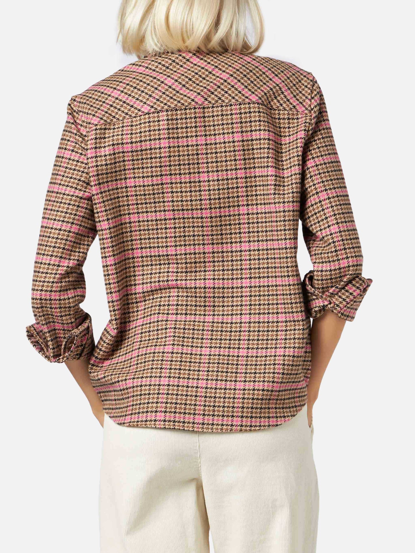 Woman overshirt with pied de poule print