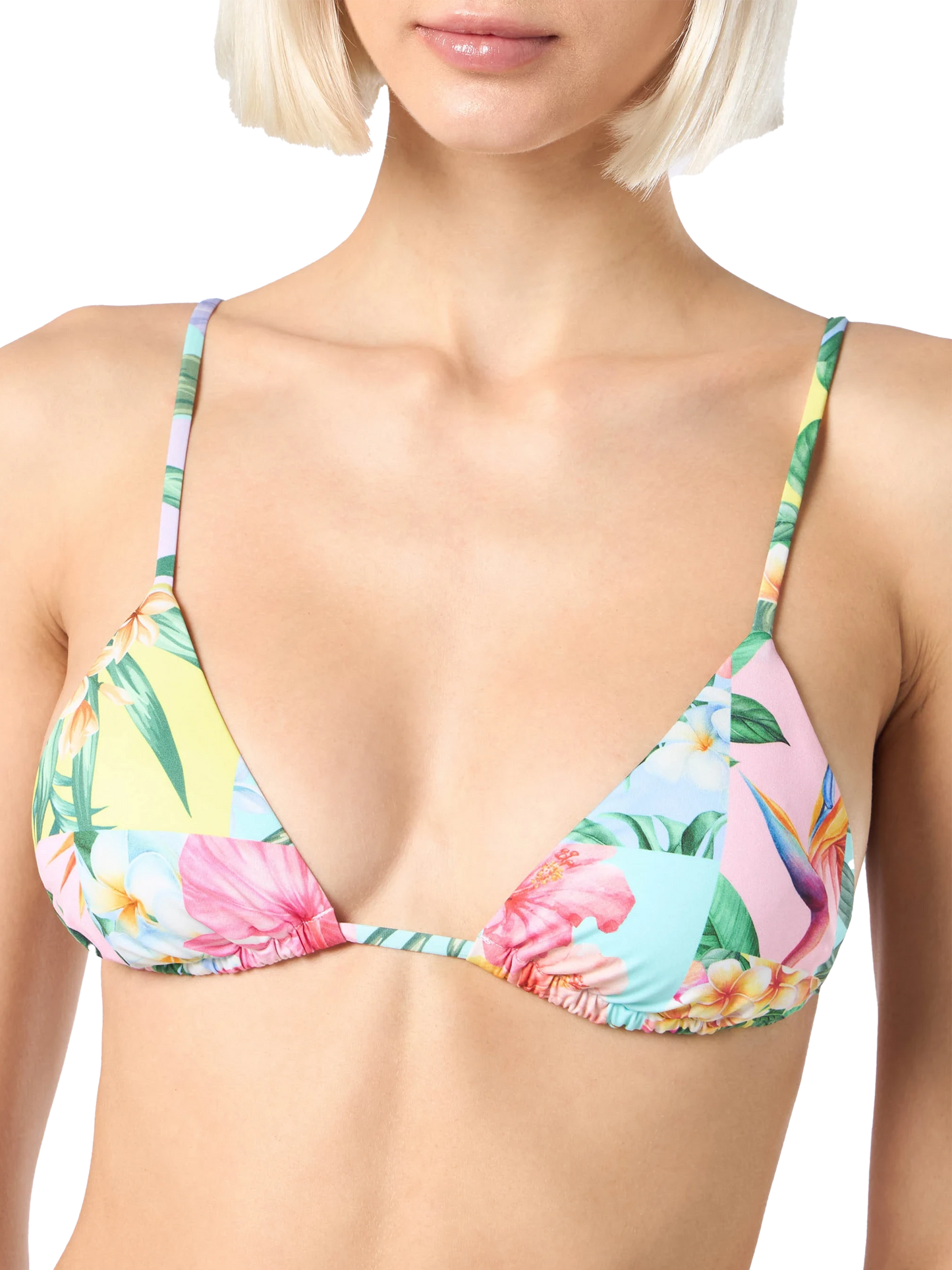 Patch flower color triangle bikini