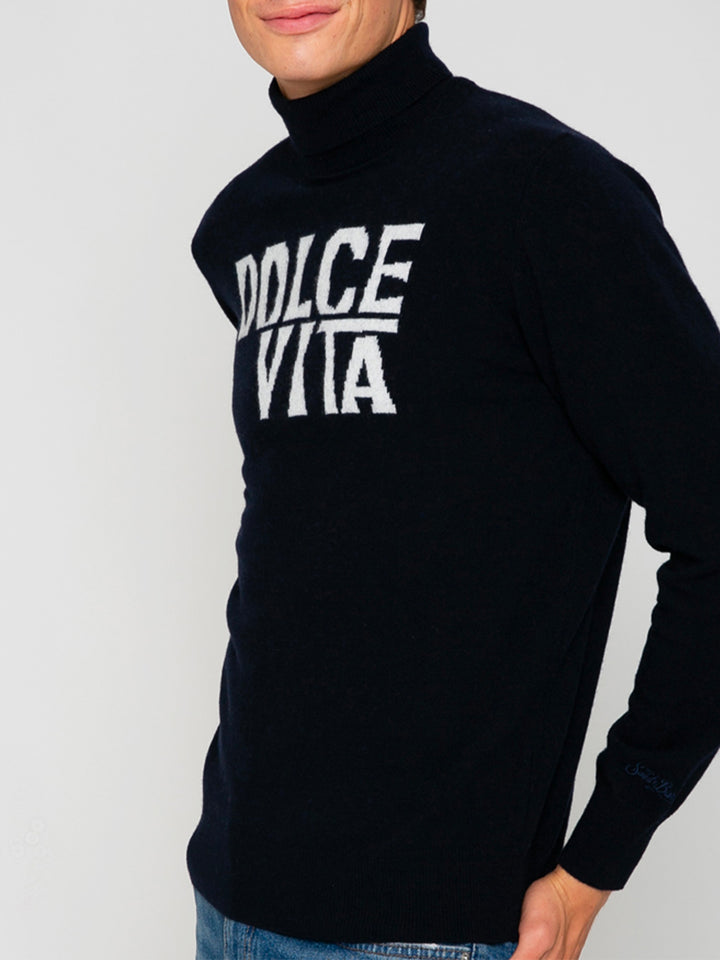 Maglione blu in misto cashmere