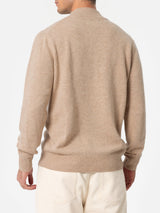 Man beige cashmere blend polo sweater Dorian