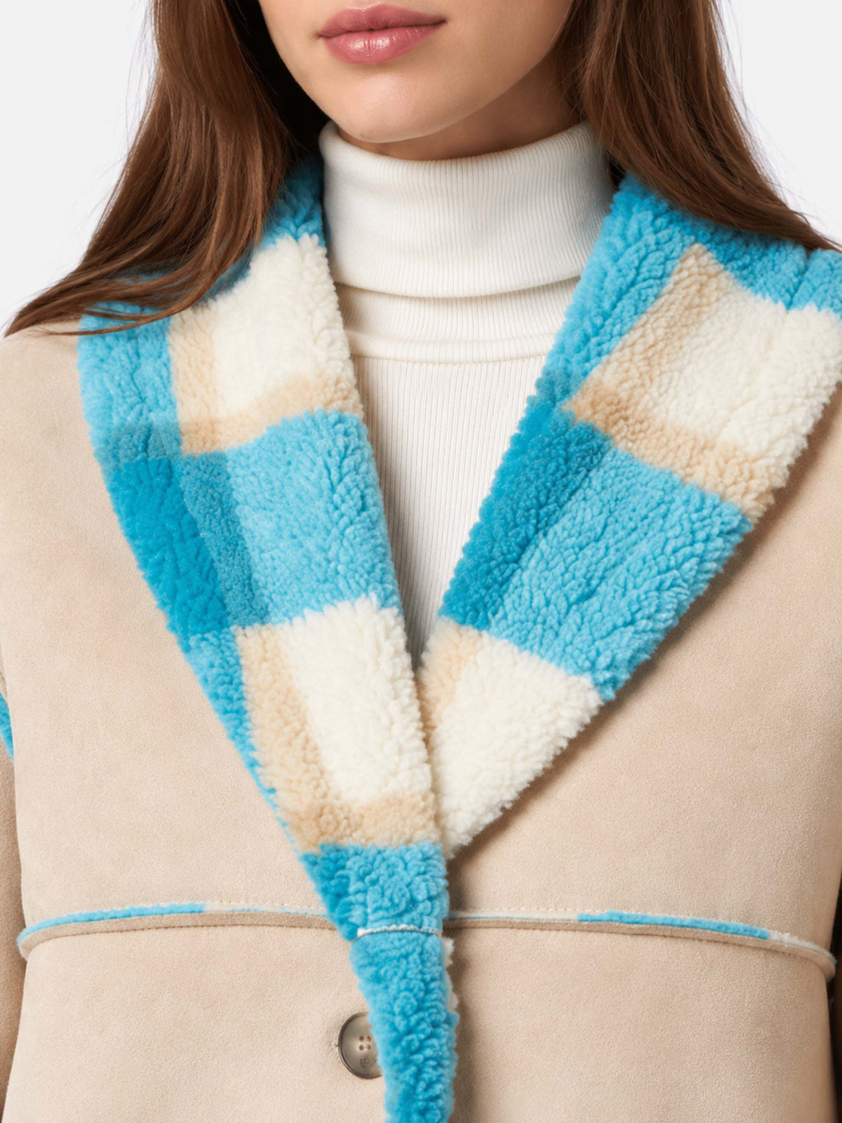 Dorys wendbare Jacke in Shearling-Optik mit Tartan-Print 