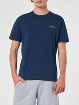 Man blue cotton jersey t-shirt Dover with St. Barth embroidery