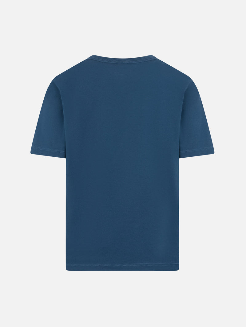 Jungen-T-Shirt aus marineblauem Baumwolljersey „Dover“ mit St. Barth-Stickerei