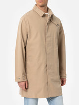 Beige stretch fabric trench Elbert with welt