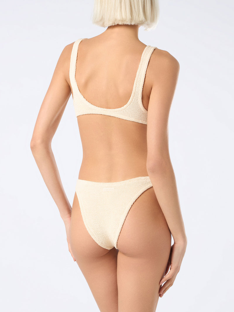 Woman beige classic crinkle swim briefs Elise