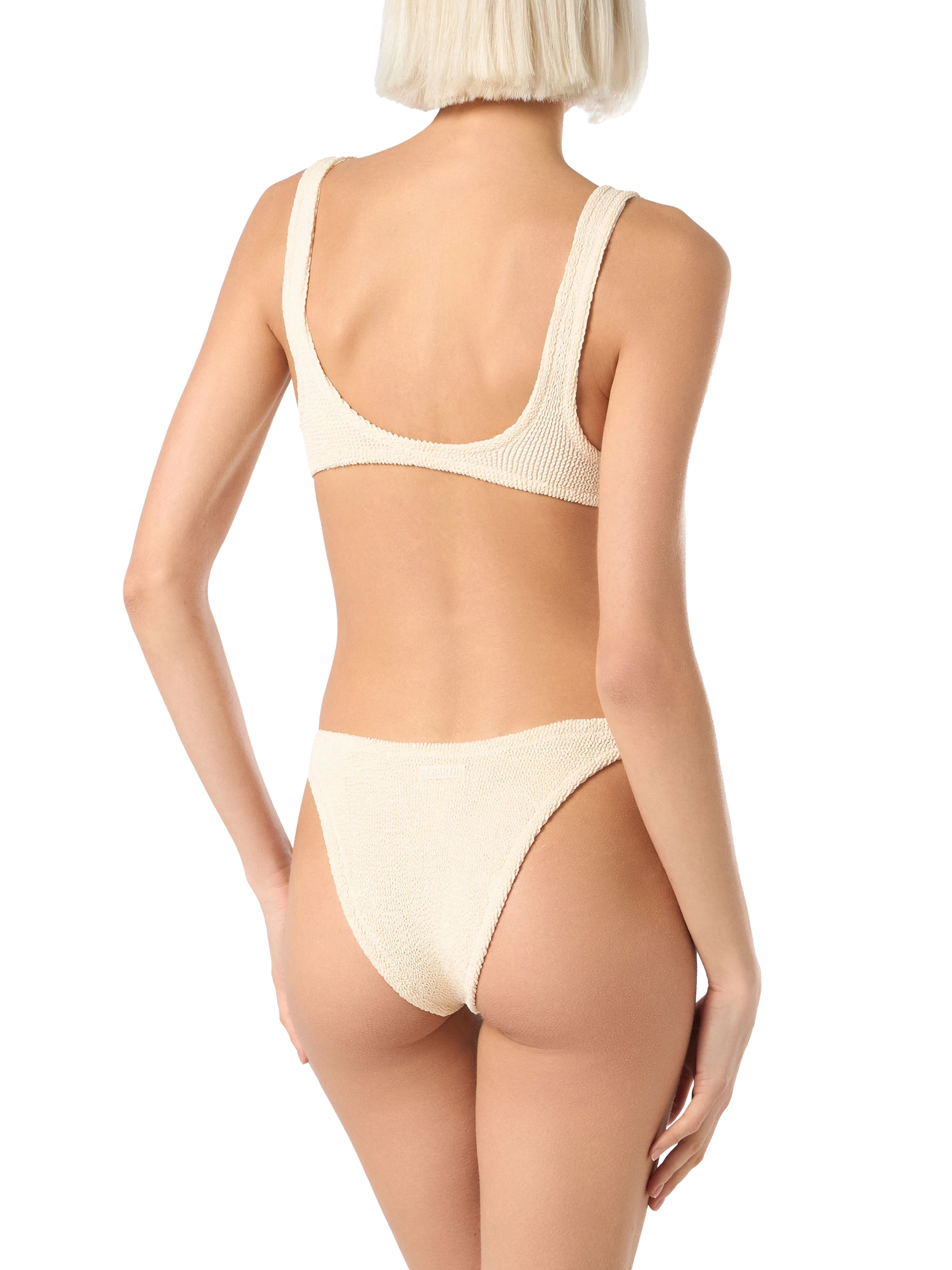 Beigefarbener klassischer Crinkle-Bralette-Bikini für Damen Naima Elise