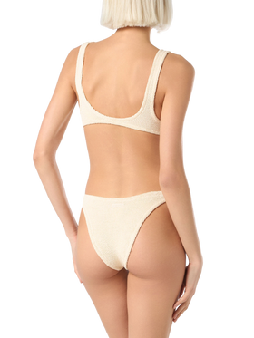 Beigefarbener klassischer Crinkle-Bralette-Bikini für Damen Naima Elise