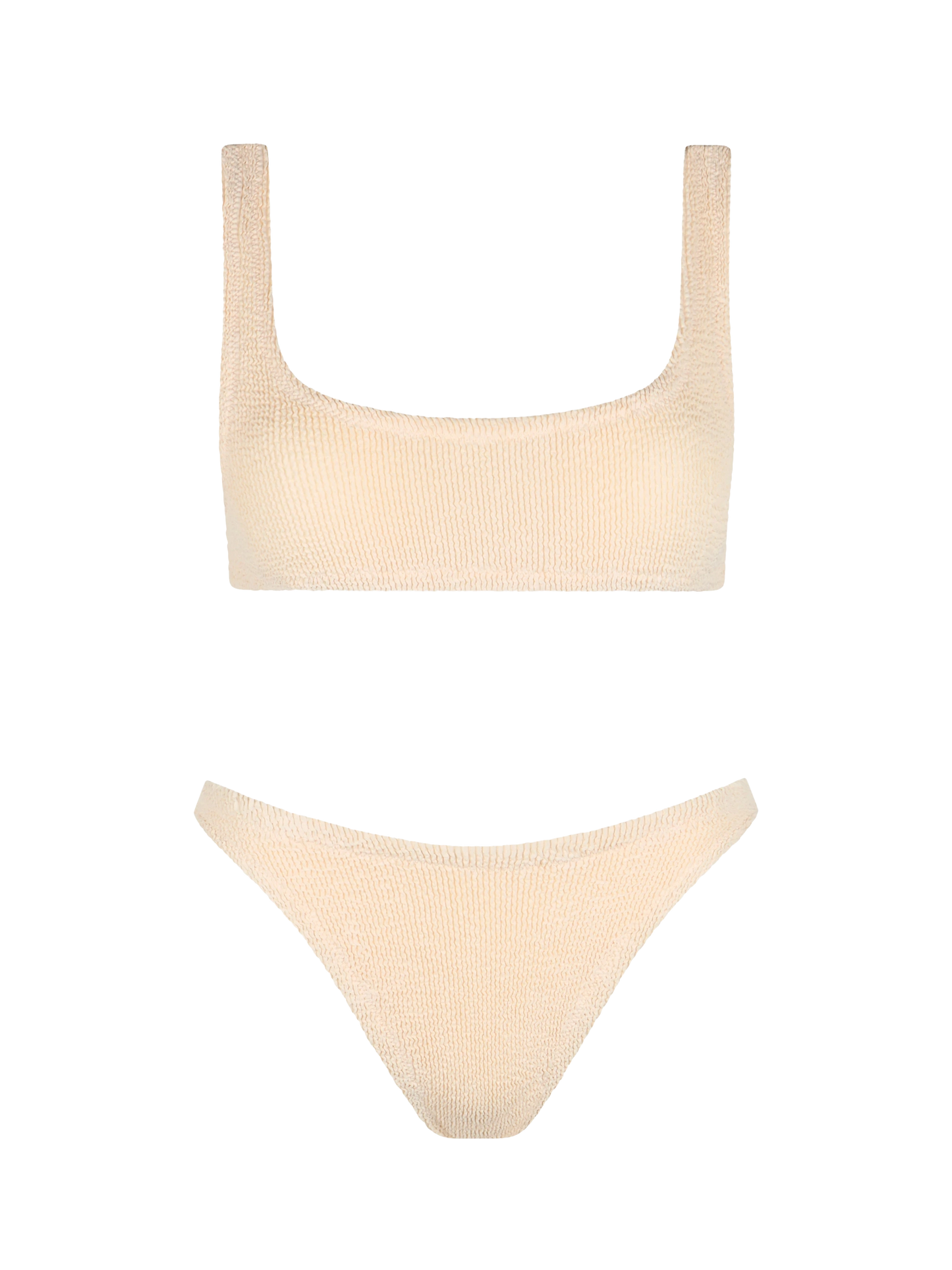 Beigefarbener klassischer Crinkle-Bralette-Bikini für Damen Naima Elise